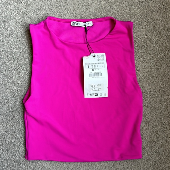 NWT Zara Polyamide Crop Top in Magenta Size S - Picture 3 of 3